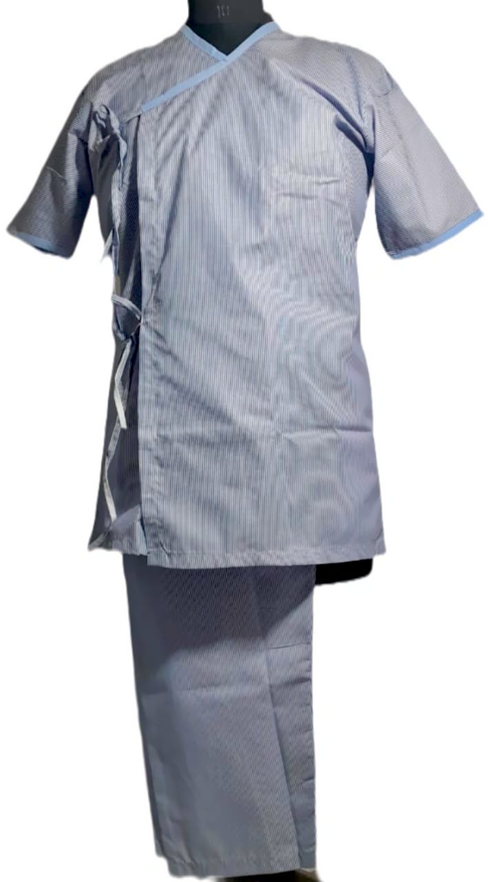 Patient Kurta Pyjama (Stripe, Poly Cotton, Male, Free Size)