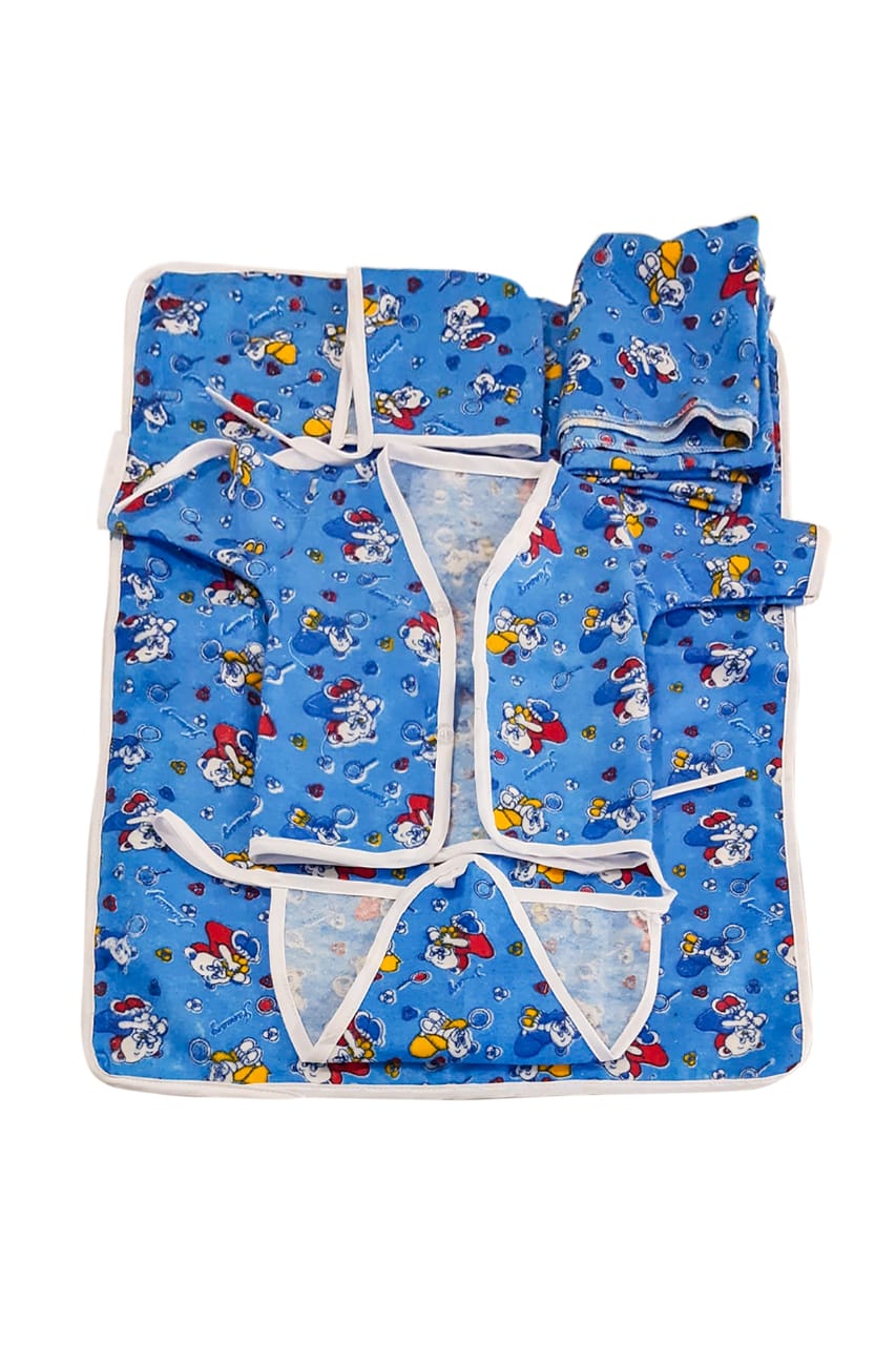 Baby Kit Printed (Flannel, 5 Pieces, Blue & Pink)