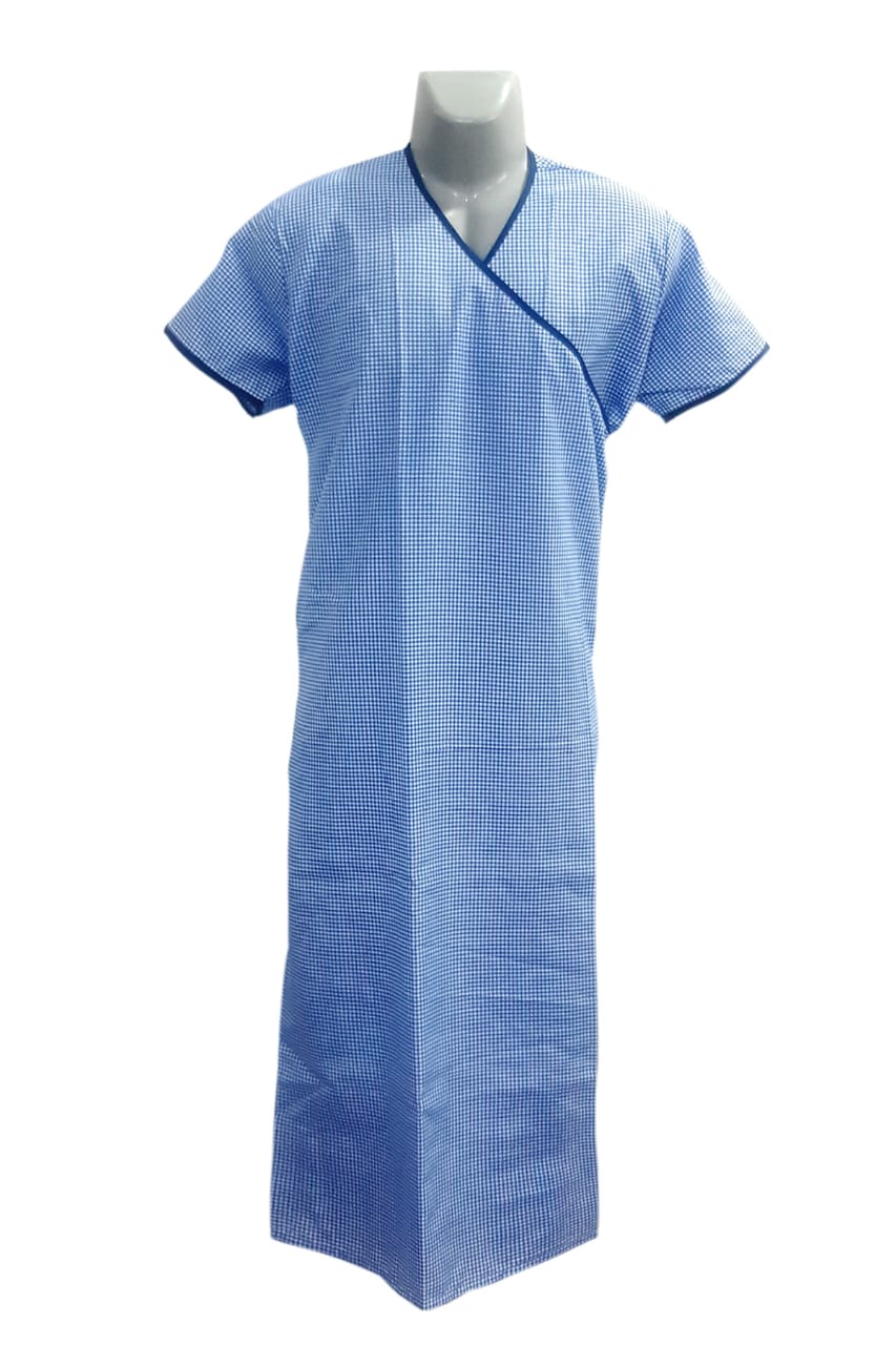 Female Patient Gown Wrap Around (Poly Cotton, Free Size)