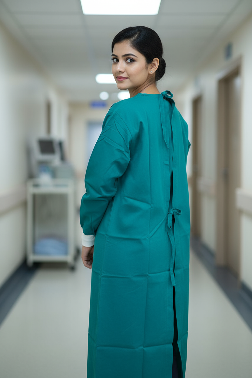 Surgeon Gown Plain (Cotton, Free Size, Unisex)