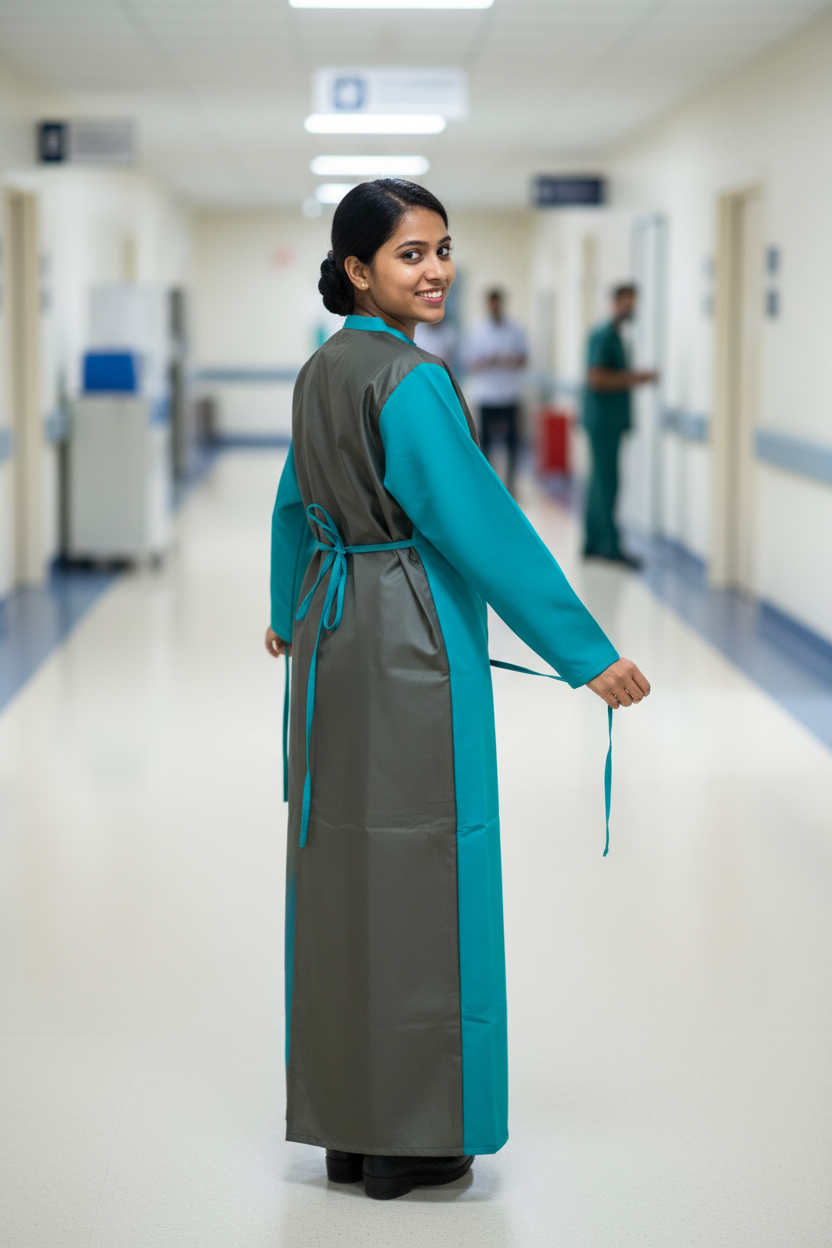 Surgeon Gown with Taffeta Waterproof Wrap Around (Unisex, Free Size)