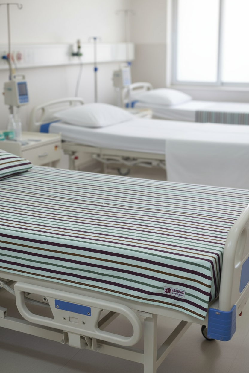 Striped Bed Sheet (Cotton, 150×230 cm)