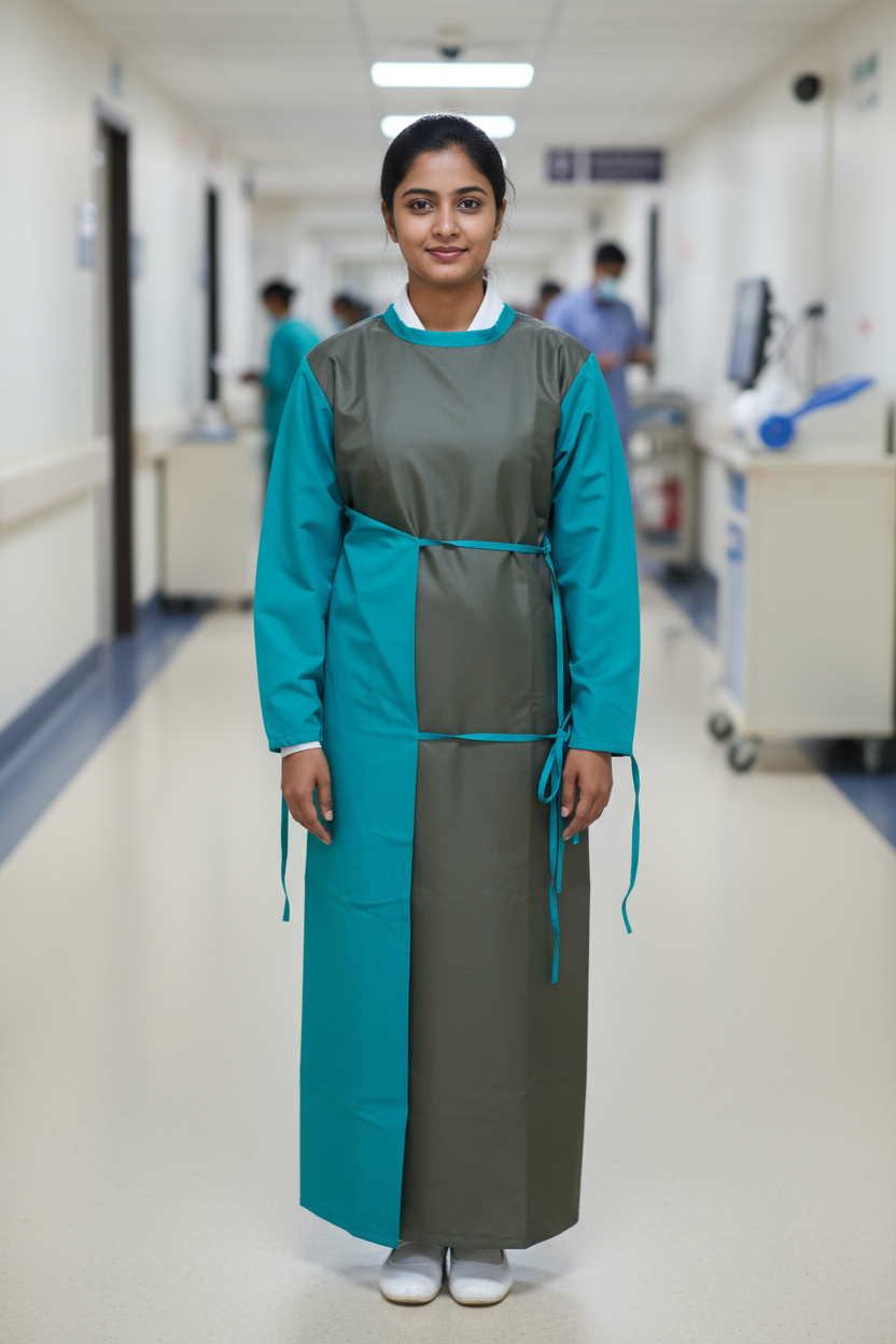 Surgeon Gown with Taffeta Waterproof Wrap Around (Unisex, Free Size)
