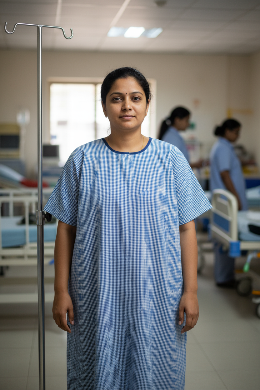 Female Patient Gown (Poly Cotton, Unisex)