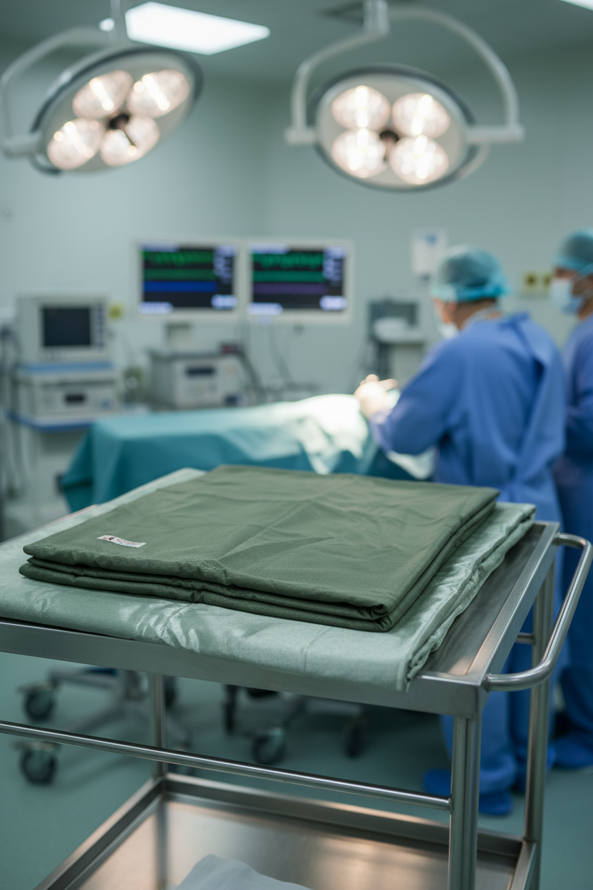 Abdominal Sheet with Taffeta Waterproof Layer (Cotton + Taffeta, 100×150 cm)